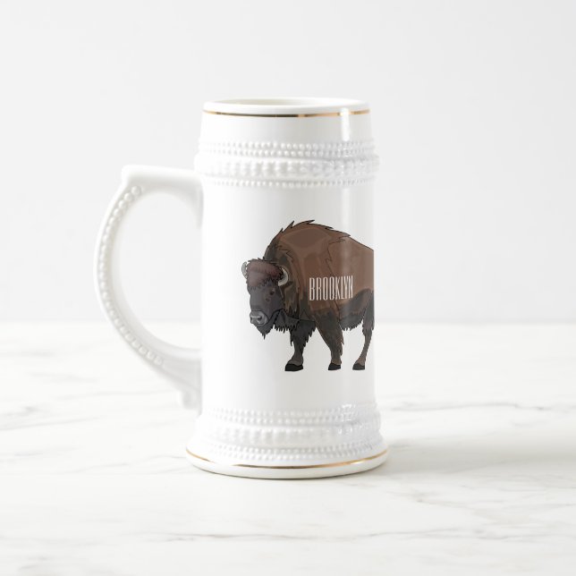 Caneca De Cerveja Ilustração de desenho animado Bison (Esquerda)