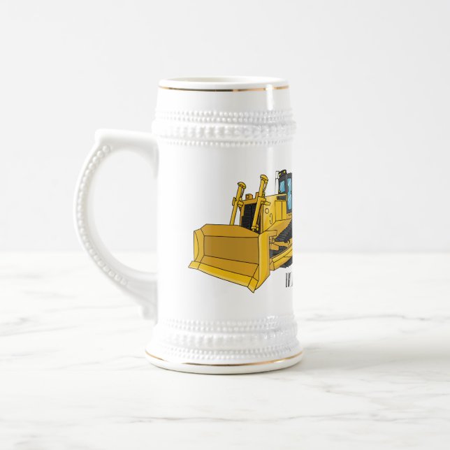 Caneca De Cerveja Ilustração de desenho animado Bulldozer (Esquerda)