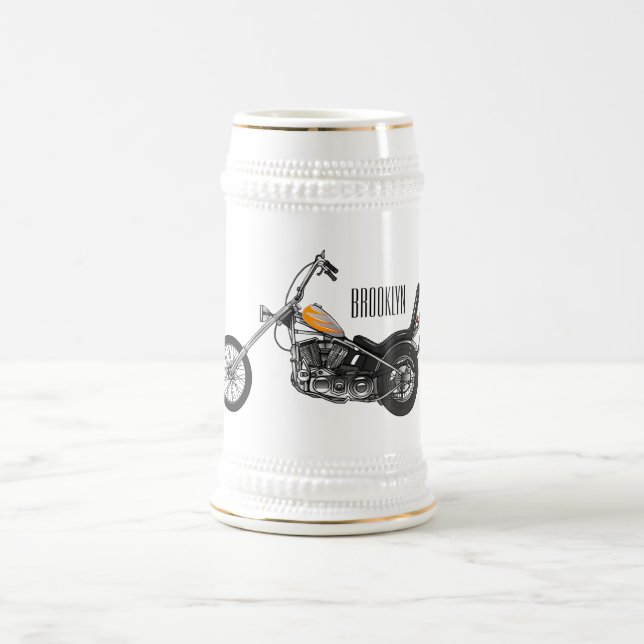 Caneca De Cerveja Ilustração de desenho animado Chopper Motorcycle 1 (Centro)