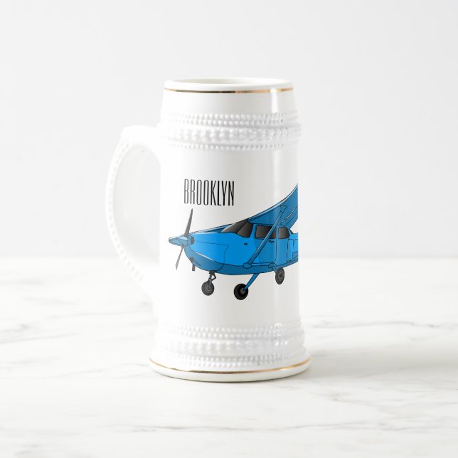 Caneca De Cerveja Ilustração de desenho animado de aeronaves de asa  (Frente Esquerda)