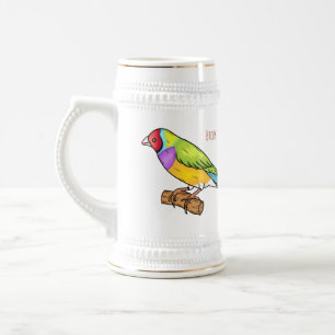 Caneca De Cerveja Ilustração de desenho animado de ave-finch-gouldia