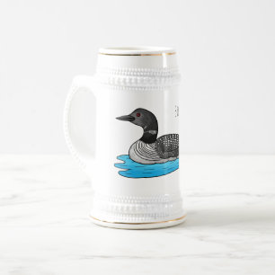 Caneca De Cerveja Ilustração de desenho animado de ave mergulhador