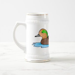 Caneca De Cerveja Ilustração de desenho animado de ave-wigeon americ