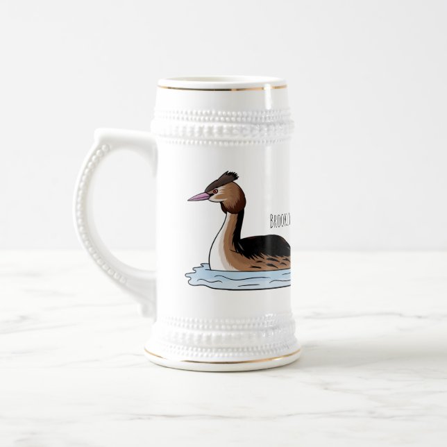 Caneca De Cerveja ilustração de desenho animado de aves-cinzentas cr (Esquerda)