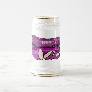 Caneca De Cerveja Ilustração de desenho animado de beringela