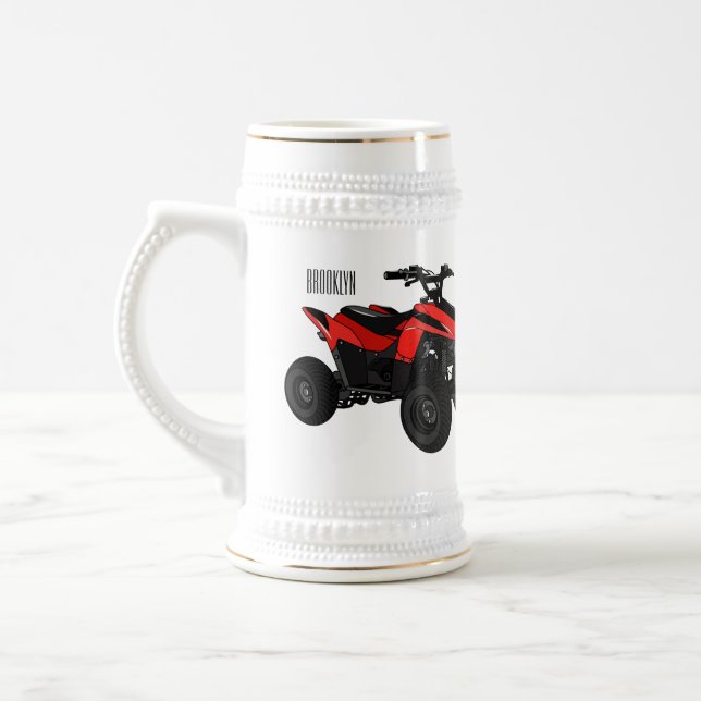 Caneca De Cerveja Ilustração de desenho animado de bicicleta atv (Esquerda)