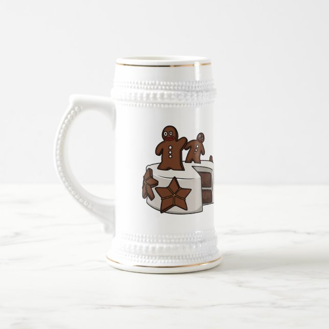Caneca De Cerveja Ilustração de desenho animado de bolo de gengibre (Esquerda)