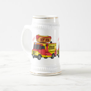 Caneca De Cerveja Ilustração de desenho animado de caminhão com comi