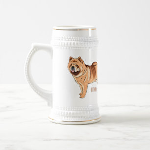 Caneca De Cerveja Ilustração de desenho animado de cão Chow Chow
