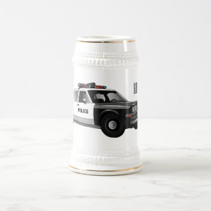 Caneca De Cerveja Ilustração de desenho animado de carro da polícia