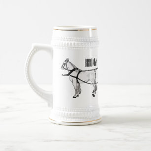 Caneca De Cerveja Ilustração de desenho animado de carruagem e caval