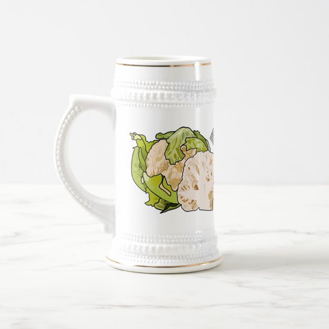 Caneca De Cerveja Ilustração de desenho animado de couve-flor (Esquerda)