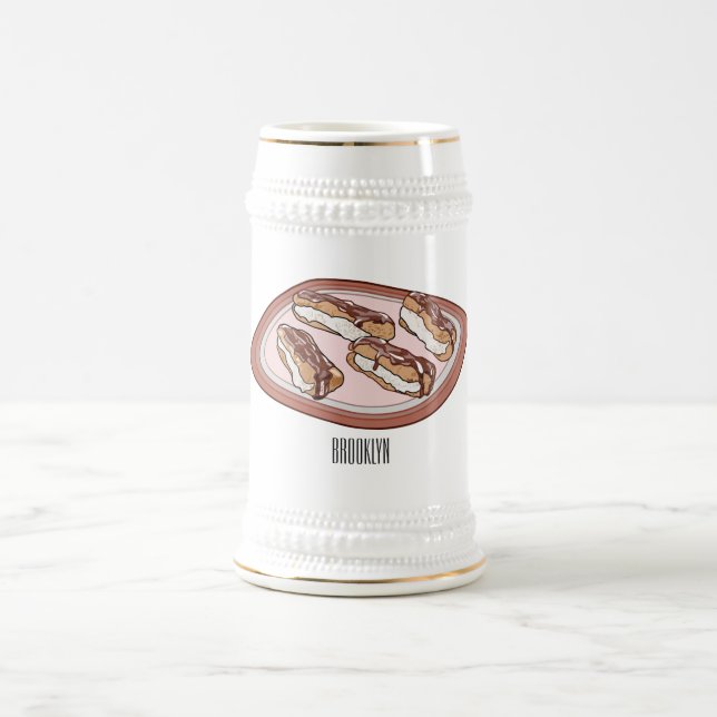 Caneca De Cerveja Ilustração de desenho animado de eclair de chocola (Centro)