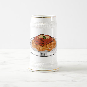 Caneca De Cerveja Ilustração de desenho animado de espaguete
