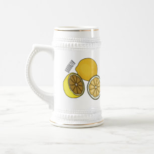 Caneca De Cerveja Ilustração de desenho animado de limão
