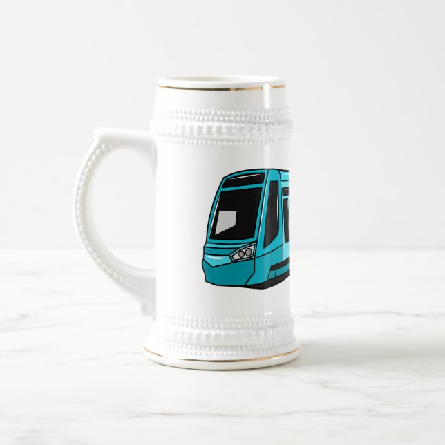 Caneca De Cerveja Ilustração de desenho animado de locomotiva elétri (Esquerda)