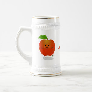 Caneca De Cerveja Ilustração de desenho animado de maçã dançante