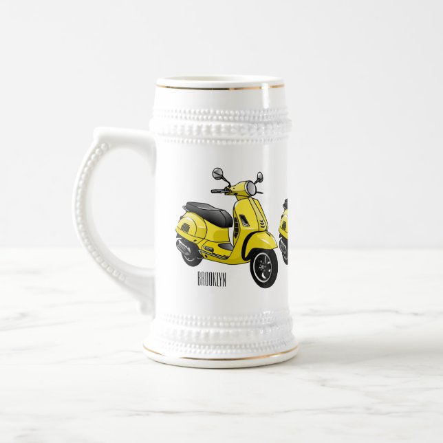 Caneca De Cerveja Ilustração de desenho animado de motocicleta (Esquerda)