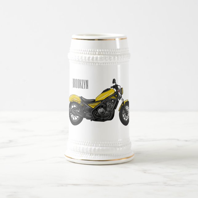 Caneca De Cerveja Ilustração de desenho animado de motociclo cruzado (Centro)
