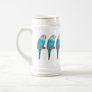 Caneca De Cerveja Ilustração de desenho animado de pássaros azul