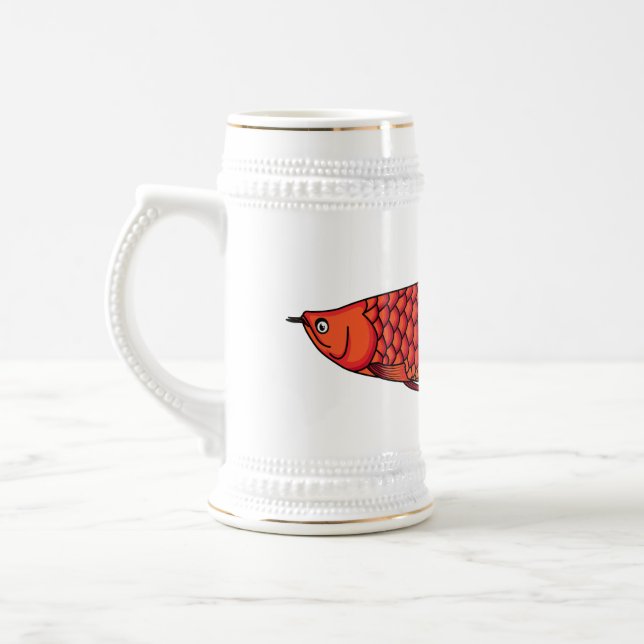 Caneca De Cerveja Ilustração de desenho animado de peixe Arowana Ver (Esquerda)