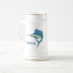 Caneca De Cerveja Ilustração de desenho animado de peixe-espada