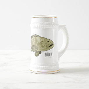 Caneca De Cerveja Ilustração de desenho animado de peixe-grua