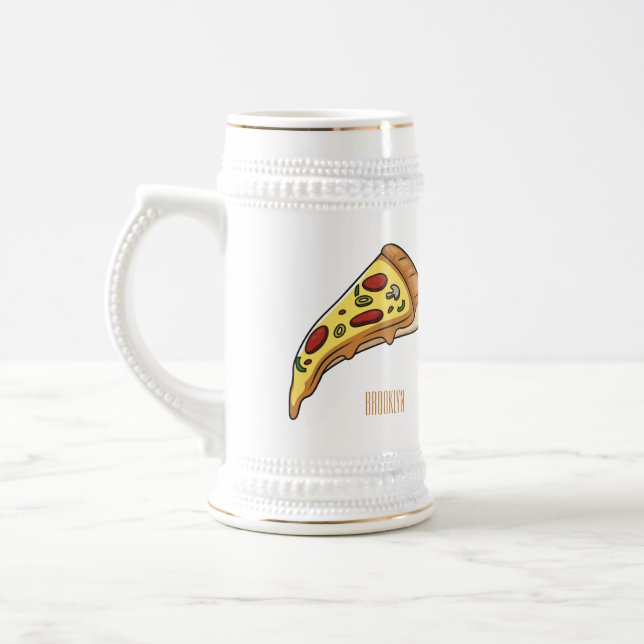 Caneca De Cerveja Ilustração de desenho animado de pizza (Esquerda)