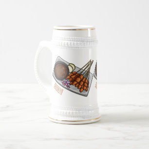 Caneca De Cerveja Ilustração de desenho animado de Satay