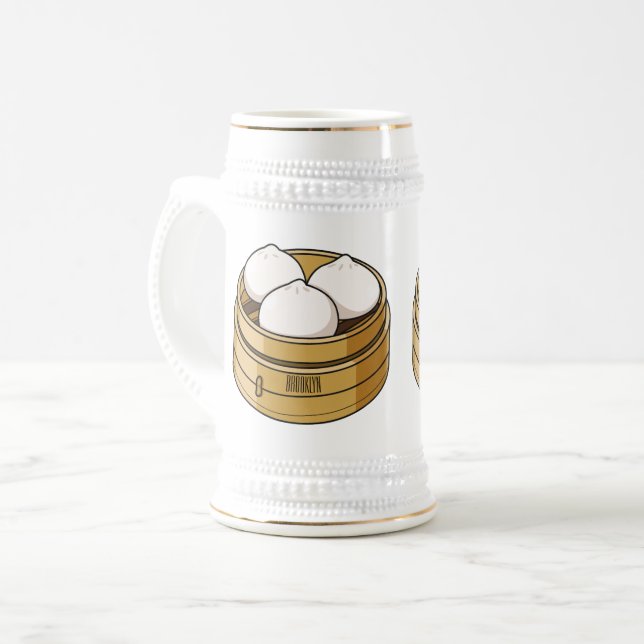 Caneca De Cerveja Ilustração de desenho animado Dim sum (Frente Esquerda)