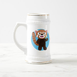 Caneca De Cerveja Ilustração de desenho animado do panda vermelho-