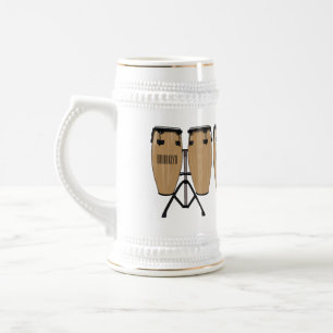 Caneca De Cerveja Ilustração de desenho animado do tambor de bongo