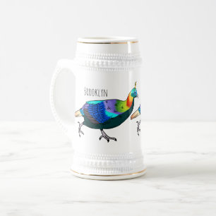 Caneca De Cerveja Ilustração de desenho animado monal de aves do Him