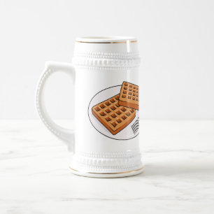 Caneca De Cerveja Ilustração de desenho animado Waffle