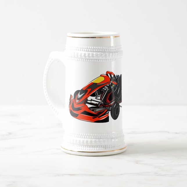 Caneca De Cerveja Ilustração de desenho de corrida de Kart (Frente Esquerda)