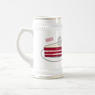 Caneca De Cerveja Ilustração de desenho do bolo de veludo vermelho