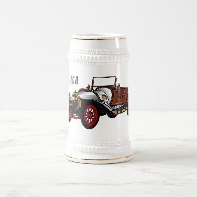 Caneca De Cerveja Ilustração do desenho animado Classic car 1920 (Centro)