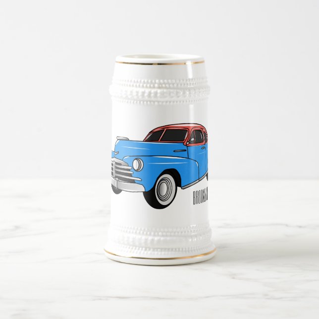Caneca De Cerveja Ilustração do desenho animado Classic car 1948 (Centro)