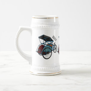 Caneca De Cerveja Ilustração do desenho do rickshaw Ciclo