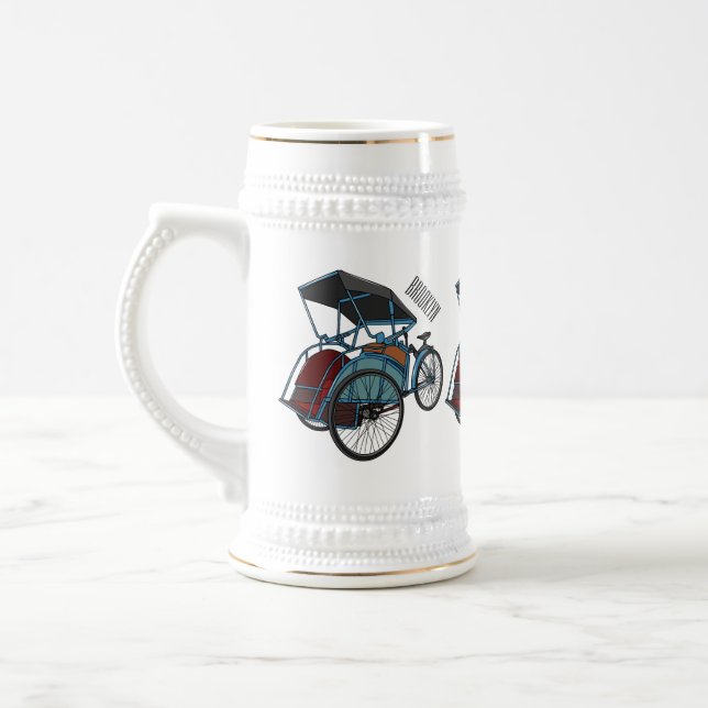 Caneca De Cerveja Ilustração do desenho do rickshaw Ciclo (Esquerda)