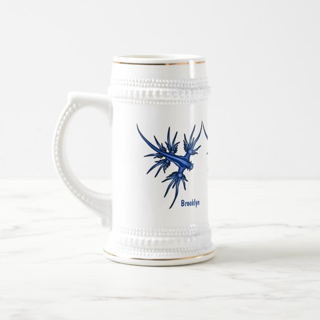 Caneca De Cerveja Ilustração do dragão azul de lesma marinha (Esquerda)