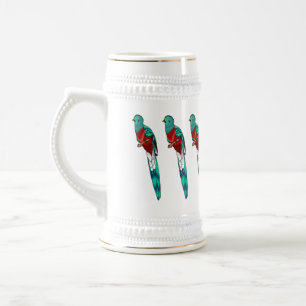 Caneca De Cerveja Ilustração quetzal de desenho animado de ave respo
