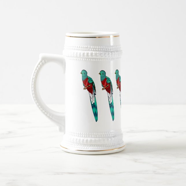 Caneca De Cerveja Ilustração quetzal de desenho animado de ave respo (Esquerda)