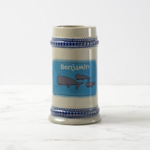 Caneca De Cerveja Imagem das baleias de desenho animado migrante em