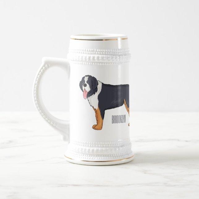 Caneca De Cerveja Imagem de desenho animado de cão da montanha Berne (Esquerda)