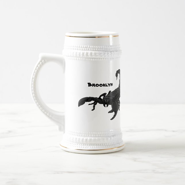 Caneca De Cerveja Imagem de desenho animado de escorpião preto (Esquerda)