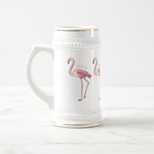 Caneca De Cerveja Imagem de desenho animado de pássaro Flamingo
