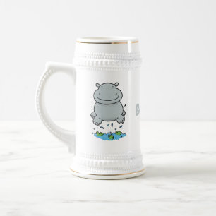 Caneca De Cerveja Imagem de desenho animado de salto do hipopótamo
