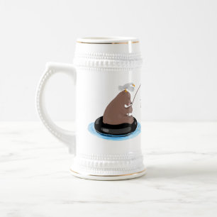 Caneca De Cerveja Imagem do desenho animado de pesca de filhotes de