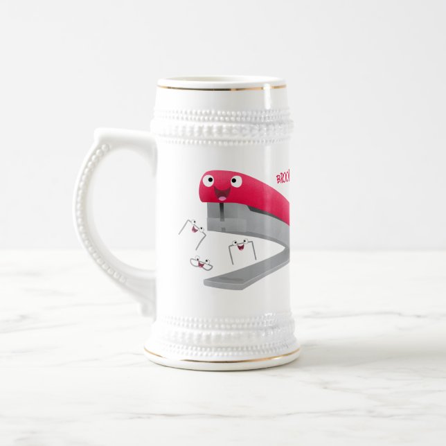 Caneca De Cerveja Imagem do desenho animado vermelho-feliz grampeado (Esquerda)